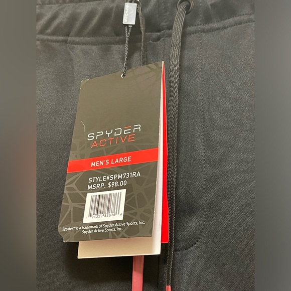 SPYDER ACTIVE JOGGER PANTS MEN BLACK COLOR DRAWSTRING ELASTIC WAIST SIZE L - Picture 10 of 10